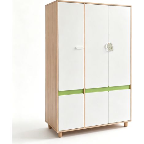 Armadio GINGER HOME DINO a 3 Ante per Bambini con Ripiani, Barra Appendiabiti e 6 Sportelli, 120×60×180 cm (1/5)