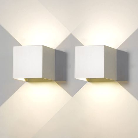 2 Pack Applique Murale LED Extérieur Intérieur - Moderne Blanc 12W, 4000K Blanc Naturel, IP65 Étanche, Design Carré Aluminium avec Angle Réglable, Installation Facile (1/5)