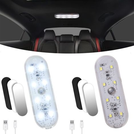 Car Interior Lights, 2 Pack 8 LED White Light Touch Switch Car Interior Lamp, 150mA Wireless LED Car Interior Light with USB Port for Truck Van RV Boat (1/5)