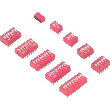 Kit de 45 interrupteurs DIP assortis (marche/arrêt, à bascule, pas de 2,54 mm, positions 1 à 9) pour plaques d'essai de circuits imprimés (1/5)
