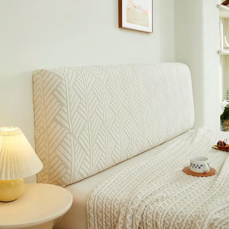 Funda para cabecero beige de 180 cm, elástica y protectora, resistente al polvo, moderna, compatible con la mayoría de cabeceros (1/5)