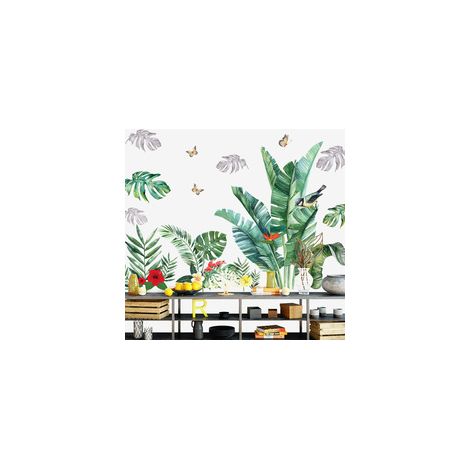 CSPARKV Palm Leaves Wall Sticker Green Plant Wall Decals Tropical Leaves Wall Decor for Bedroom Living Room TV Background Wall Office (1/5)