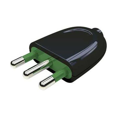 Spina Italiana 2P+T 16A S17 Nera Uscita Cavo Dritto