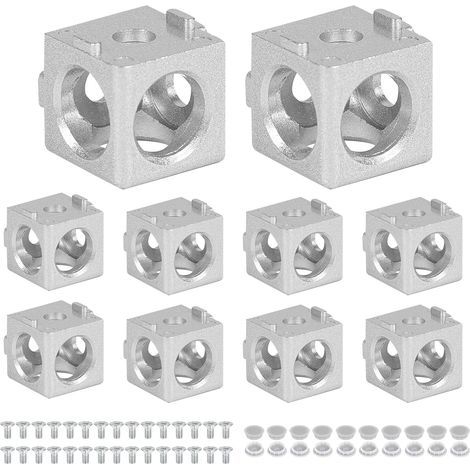 10 PièCes 3 Cubes D'angle 2020, Matériel d'extrusion Profilé Aluminium 20x20, Connecteurs en Alliage D'aluminium, Accessoires pour imprimante 3D(argent) (1/5)