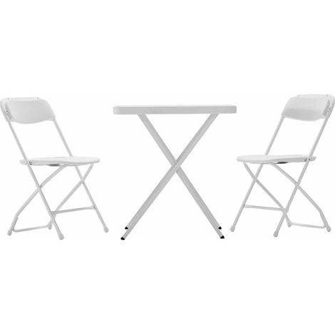 Ensemble de Jardin Pliable 1 Table + 2 chaises résine et Acier Blanc (1/4)
