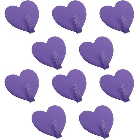 Set mit 10 selbstklebenden, rückstandsfreien Haken in Herzform, aus Eisen – 4,5 x 4 cm – Lila (1/2)