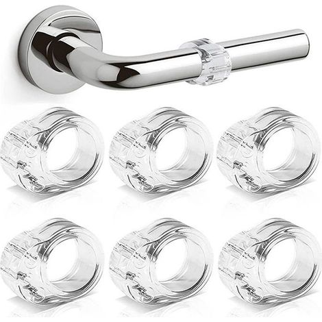6 Pièces Protection Poignee Porte - Butée de Porte en Silicone - Butoir Poignée de porte en PVC - Stop Porte Non Toxique Transparent - Protéger le Mur - Stoppeur fenêtre(Bague Simple) (1/5)