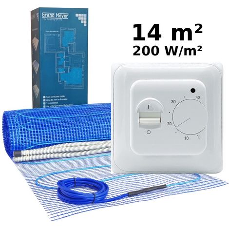 Kit de calefacción por suelo radiante 14 m², 200 W/m² + MST-1 termostato