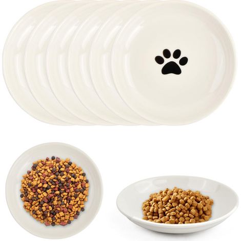 Lot de 6 gamelles pour chat en céramique - écuelle plate antidérapante pour chaton et chat adulte