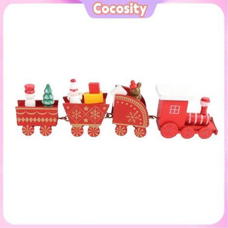 Cocosity décoration d’arbre de Noël Petit Train En Bois à Quatre Sections Décoration De Sapin De Noël Jouet Sur linge murale (1/5)