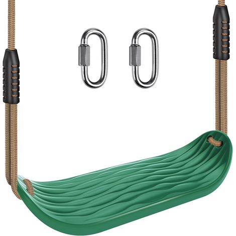 Siège de balançoire pour Enfants et Adultes en Plastique Plat antidérapant avec Corde réglable, Accessoires de balançoire pour Aire de Jeux en Plein air, Vert, Lot de 1 (1/5)