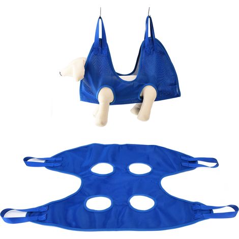 Hamac pour chats et chiens, coupe des griffes des animaux, hamac de toilettage pour chats et chiens de petite et moyenne taille, hamac suspendu en maille métallique, bleu, taille L. (1/5)