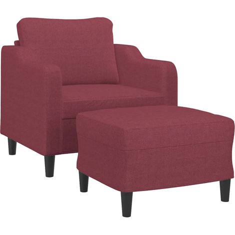 vidaXL Poltrona con Poggiapiedi Rosso Vino 60 cm in Tessuto (1/4)