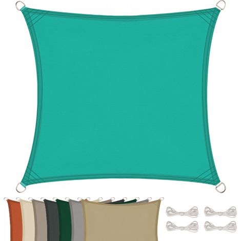 Voile d'ombrage carré pour terrasse, jardin, toile imperméable et résistant UV - 2 x 2 m - Turquoise  - Linxor