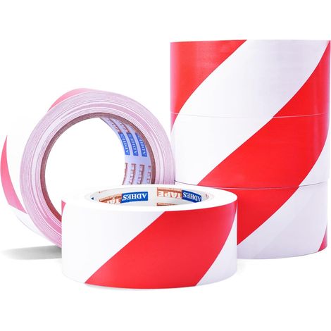Hazard Warning Marking Tape, Red and White PVC Floor Marking Tape, 50mm x 32m, 5 Rolls (1/5)
