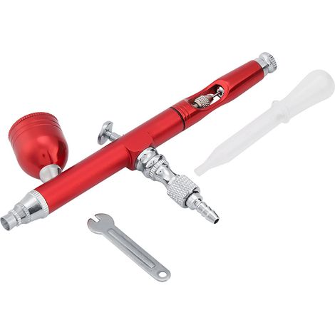 Aérographe à double action et alimentation par gravité, kit d'outils pour peinture, tatouage et ongles, 0,3 mm (rouge) (1/5)