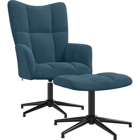 Maison Exclusive - Relaxsessel mit Hocker Blau Samt (1/5)