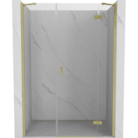 Porte de douche pivotante droite Mexen Mist-H 155 cm, transparente, or brossé - 8A5-155-001-55-00-P (1/5)