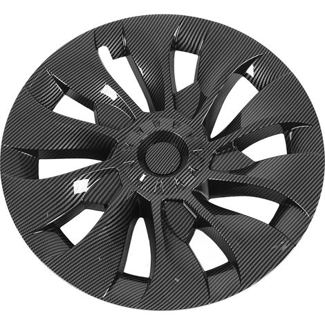 4 Pièces Enjoliveur de Jante Puissant Protection Robuste Cache Roue de Remplacement pour Tesla Model 3 2017-2023 Carbone Brillant (1/5)