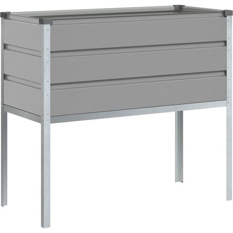 Pot de fleurs gris clair, 100 x 45 x 90 cm, acier galvanisé. (1/5)
