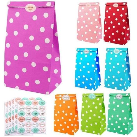 Sachet Bonbon Anniversaire en Papier Kraft 36Pcs Multicolore Pochette de Cadeau pour Biscuit Noix Chocolat Cadeaux de Noël Mariage