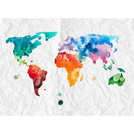 Papier peint panoramique coloré et lumineux Tapisserie panoramique carte du monde nature & ludique Papier peint panoramique enfant & chambre ado (1/4)