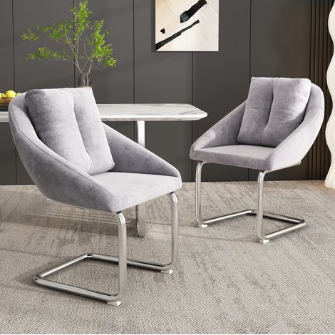 sedia sala da pranzo girevole velluto grigio 2 pezzi OKMYHOME (1/5)