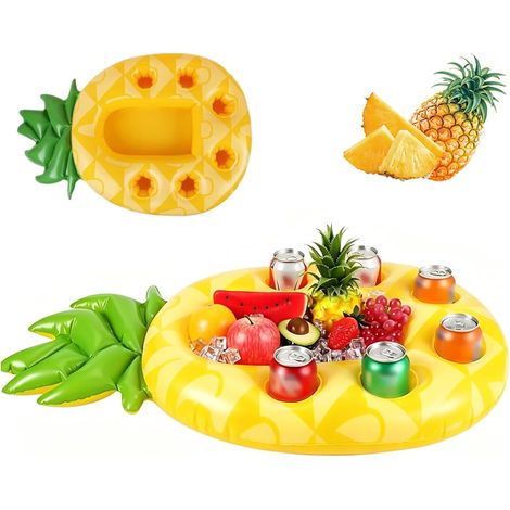 Bar Flottant pour Piscine Ananas Porte Gobelet Gonflable Porte-Gobelet Gonflable Gonflable Plateau Flottant Piscine Porte-Gobelet Flottant avec 6 Trous (1/5)