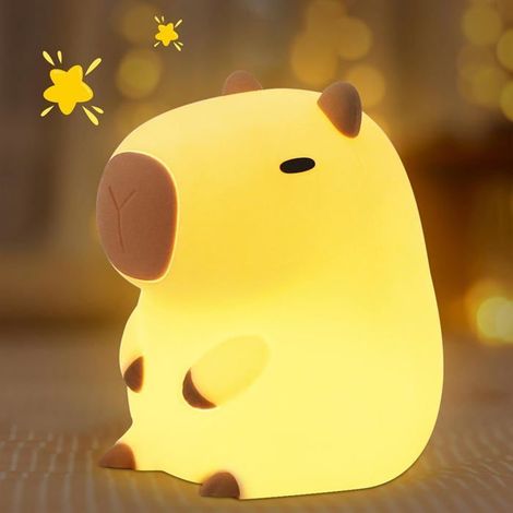 BelleRise - Veilleuse Capybara - Adorable lampe LED en silicone avec variateur et minuterie, cadeau pour femmes, adolescentes, bébés et enfants