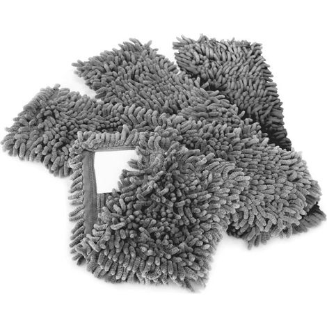 4 housses de rechange pour balai à franges, en microfibre chenille, pour un nettoyage en profondeur de votre espace de vie. (1/5)