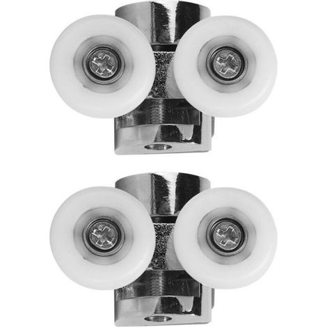 Poulie de Porte Coulissante, Rouleaux de Porte de Douche Double 23mm Poulie de Roue Suspendue Roues Supérieures et Inférieures (1/4)
