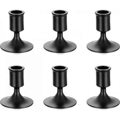 Kerzenhalter, schwarze Halloween-Kerzenhalter – Set mit 6 kleinen dekorativen Hochzeits-Kerzenhaltern aus Metall für Stumpenkerzen (1/5)