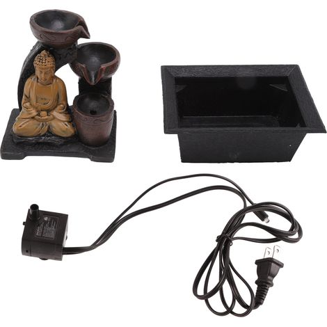 Fontaine lumineuse Bouddha cascade en résine synthétique avec éclairage LED pour bureau domicile bureau prise US 110V (1/5)