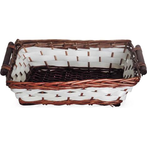 Cesto vimini rettangolare marrone bianco, 49/45x34x12 cm (kit da 5)