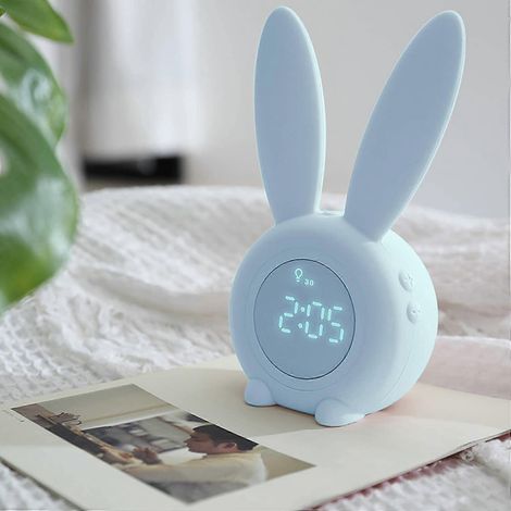 Pour enfants - Réveil créatif avec un adorable lapin - Lampe de chevet - Fonction snooze - Minuterie (1/5)