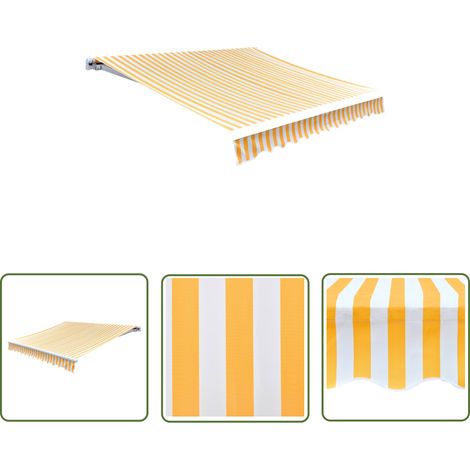 Ombre patio - vidaXL Toile d'auvent Orange et blanc 5x3 m - Terrasse (1/5)