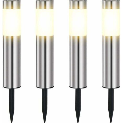 Lampe Solaire Exterieur, En Acier Inoxydable Solaire Exterieur Jardin LED éTanches IP65 Pour Le Patio, La Pelouse, Les Chemins Et Les Sentiers De La Cour De Jardin Blanc Chaud (4 Pièces) (1/2)