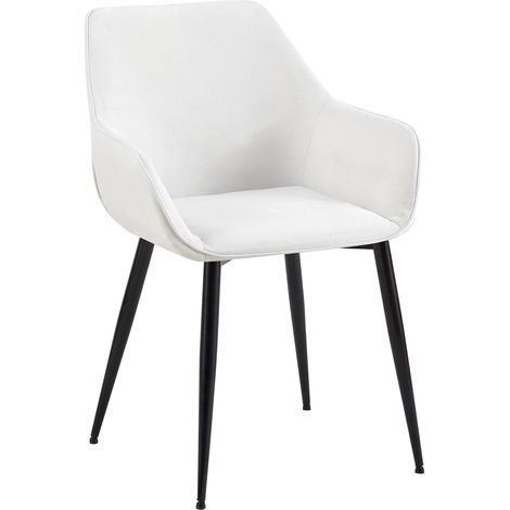 Chaise de salle à manger bureau salle d'attente x1 en tissu crème et métal noir 100002151 (1/5)