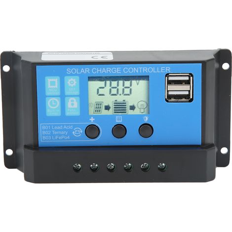 Régulateur Solaire 20A LCD USB Double pour Lampadaire 12V/24V - Puce Industrielle (1/5)