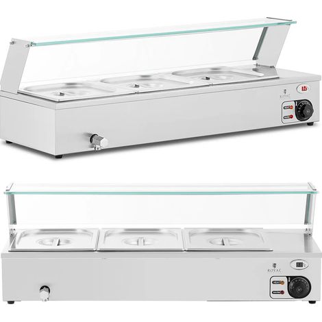 Calentador de alimentos para baño maría, buffet calentador con tapa, 3 x GN 1/2, 2000 W (1/5)