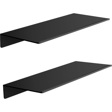 Étagère Murale en Métal Noir 30 x 12 cm - Support de Rangement Mural pour Salle de Bain, Cuisine, Salon et Chambre - Étagère Décorative et Pratique (1/4)