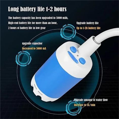 Douche de camping portable - Pompe de douche électrique avec batterie rechargeable 4000 mAh - Pompe à eau IPX7 pour la randonnée - Lavage de voiture, AB