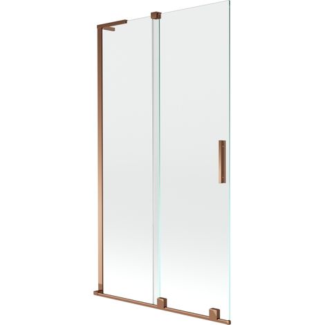 Mexen Velar L paroi de baignoire 2 volets coulissants 100 x 150 cm, transparent, or rose - 896-100-003-01-60 (1/2)