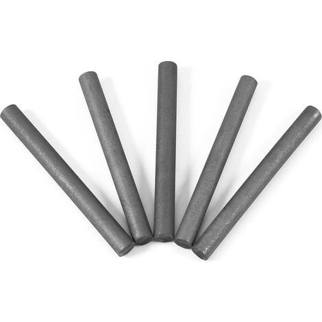Lot de 5 électrodes en graphite pur 99,9%, cylindre noir, tige ronde Ø10mm x 100mm, usage industriel. (1/5)