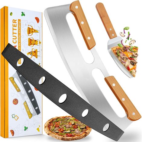 1 Coupe Pizza, Couteau Acier Inoxydable, Manche Bois, Pelle Pizza, Couvre-Lame, Pour Cuisine Maison (1/5)