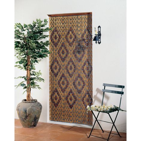 Rideau de porte en perles olives de bois verni 90 x 200 cm – Motifs losanges – Décoration intérieure et extérieure – Réduit la chaleur et préserve l'intimité – Morel