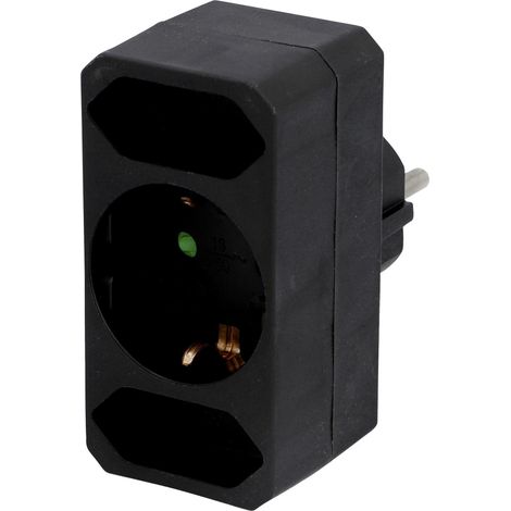 Schutzkontakt-Euroadapter 1xSchutzkontakt 2xEuro schwarz Stecker & Kupplungen (1/3)