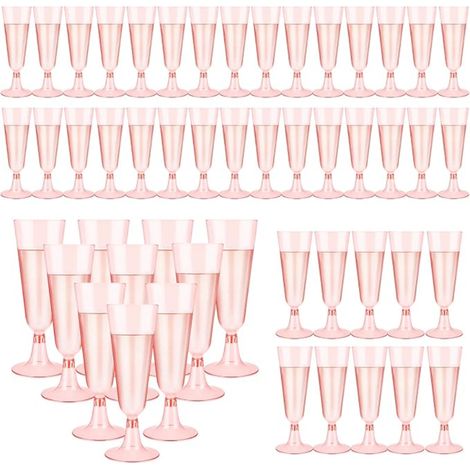 Pink Plastic Champagne Flutes Reusable Cup for Parties Weddings Birthdays (1/5)