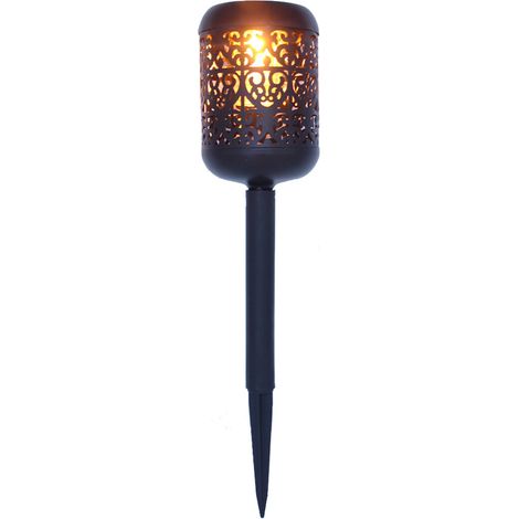 Lampe solaire à effet flamme avec induction, éclairage extérieur jardin, cour, pelouse – Piquet de terre, étanche, décoration paysage–DELKEVIC