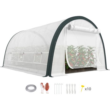 White Tunnel Greenhouse in Galvanised Steel 4 x 3 m for Garden (1/5)